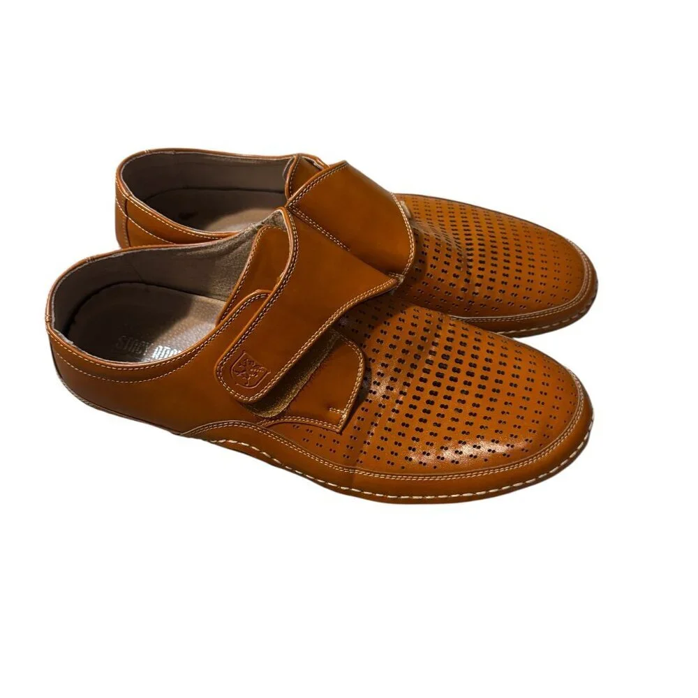 Stacy Adams Perforated Leather Loafers Mens 11 Brown Slip On Comfort Dress Casua